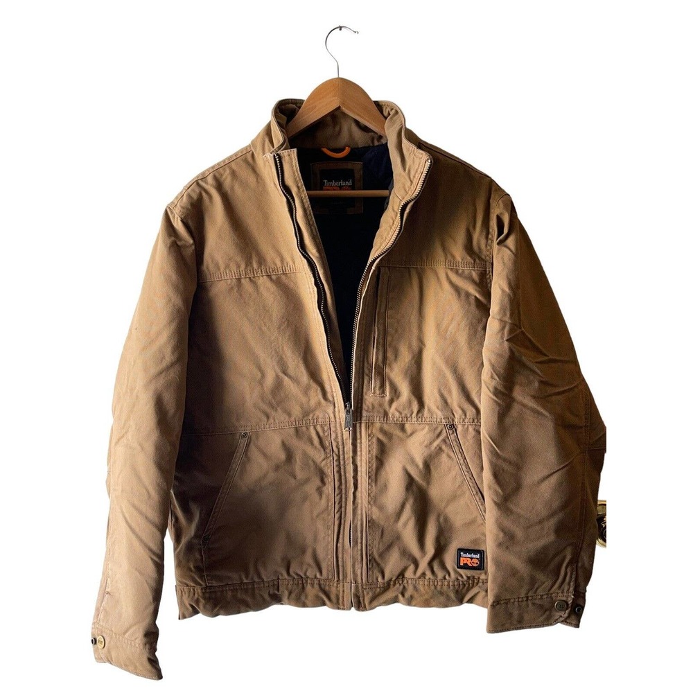Timberland Pro Size M Original Fit Brown Quilted Lined Canvas Work Coat